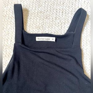 Marine Layer cotton halter fitted black dress